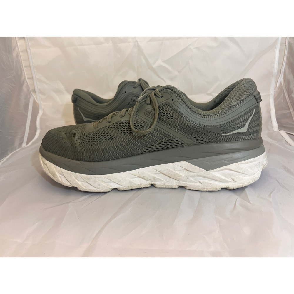 Hoka One One Bondi 7 Mens Olive Green Road Running Shoes Sneakers 13 2E - Picture 7 of 16
